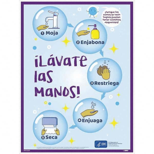 NMC - "COVID-19 - Il\xE1vate Las Manos!", 18" Wide x 24" High, Paper Safety Sign - USA Tool & Supply