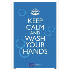 Sign: Rectangle, ″Keep Calm And Wash Your Hands″ Vinyl, Wall Mount, 18″ High