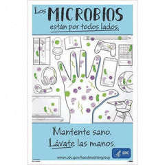 NMC - "COVID-19 - Los Microbios Est\xE1n Por Todos Lados", 12" Wide x 18" High, Paper Safety Sign - USA Tool & Supply