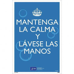 NMC - "COVID-19 - Mantenga La Calma Y L\xE1vese Las Manos", 12" Wide x 18" High, Paper Safety Sign - USA Tool & Supply