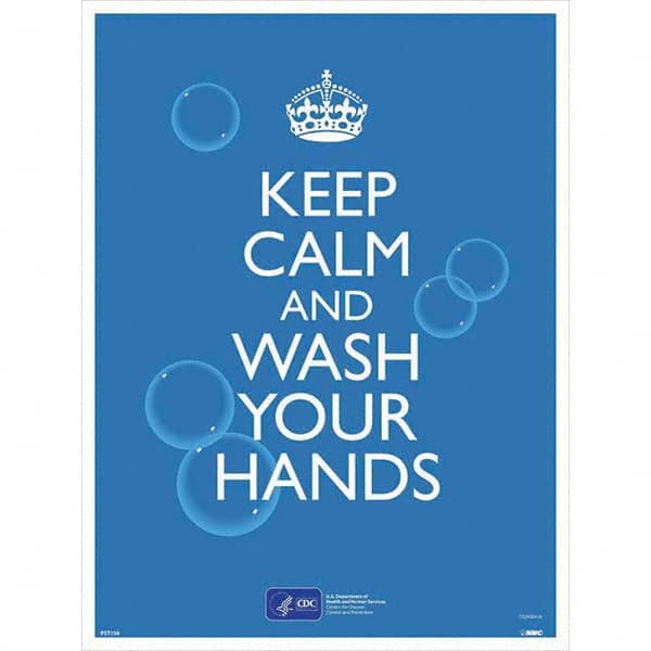 NMC - "COVID-19 - Keep Calm And Wash Your Hands", 18" Wide x 24" High, Paper Safety Sign - USA Tool & Supply