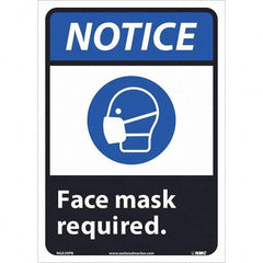 NMC - "Notice - Face Mask Required", 10" Wide x 14" High, Pressure-Sensitive Vinyl Safety Sign - USA Tool & Supply