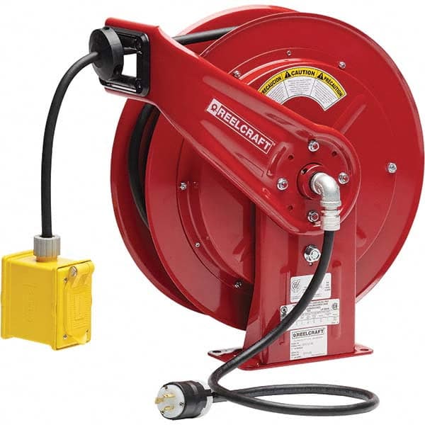 Reelcraft - Cord & Cable Reels End Type: Duplex Outlet Box with GFCI Cable Length (Feet): 75 - USA Tool & Supply