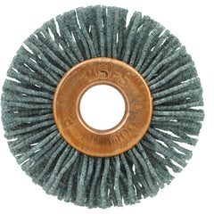 1-1/8″ Small Diameter Nylox Wheel Brush, .022/120SC Crimped Fill, 1/4″ Arbor Hole - USA Tool & Supply