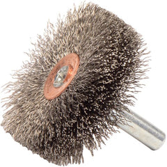 1-3/4″ Stem-Mounted Crimped Wire Wheel, .008″ Stainless Steel Fill, 1/4″ Stem - USA Tool & Supply