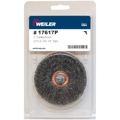 3″ Stem-Mounted Crimped Wire Wheel, .014″ Steel Fill, 1/4″ Stem, Retail Pack - USA Tool & Supply