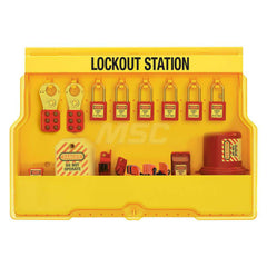 Lockout Centers & Stations; Type: Electrical Lockout Station; Product Type: Electrical Lockout Station; Equipped or Empty: Equipped; Maximum Number of Locks: 16; Language: English; Board Coating: None; Station Material: Polycarbonate