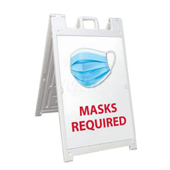 Security & Admittance Sign: ″MASK REQUIRED″ Plastic, Free Standing, 45″ High