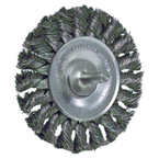 4" - Diameter Stem-Mounted Knot Wire Wheel; .014" - Diameter Steel Fill; 1/4" Stem - USA Tool & Supply