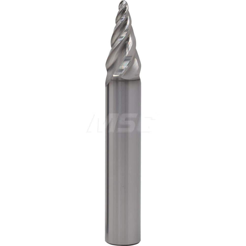 Barrel Cutter End Mills; End Type: Circle Segment Taper Form; Material: Solid Carbide; Taper Angle Per Side: 20.00; Small End Diameter (mm): 2.50; Shank Diameter (mm): 10.0000; Length of Cut (mm): 11.5000; Number of Flutes: 3; Helix Angle: 20.00; Finish/C