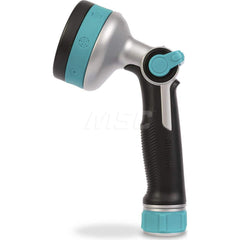 Garden Hose Spray Nozzles; Nozzle Type: Watering Nozzle; Pre-set Nozzle; Activation Method: Thumb Control; Material: Plastic; Metal; Thread Type: GHT; Features: Swivel Connect; 8 Patterns; Slip-resistant; Heavy Duty; Color: Aqua; Black; Color: Aqua; Black