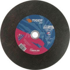 Cut-Off Wheel: Type 1, 14″ Dia, 1/8″ Thick, Aluminum Oxide Reinforced, 30 Grit, 5500 Max RPM, Use with Gas Powered Saws