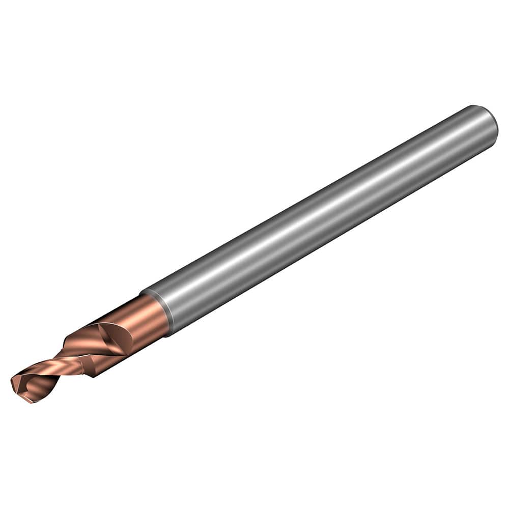 Micro Drill Bit: 0.0138″ Dia, 140 °, Solid Carbide TiALN Lite Finish, 1.9685″ OAL, RH Cut, Spiral Flute, Straight-Cylindrical Shank, Series CoroDrill 862