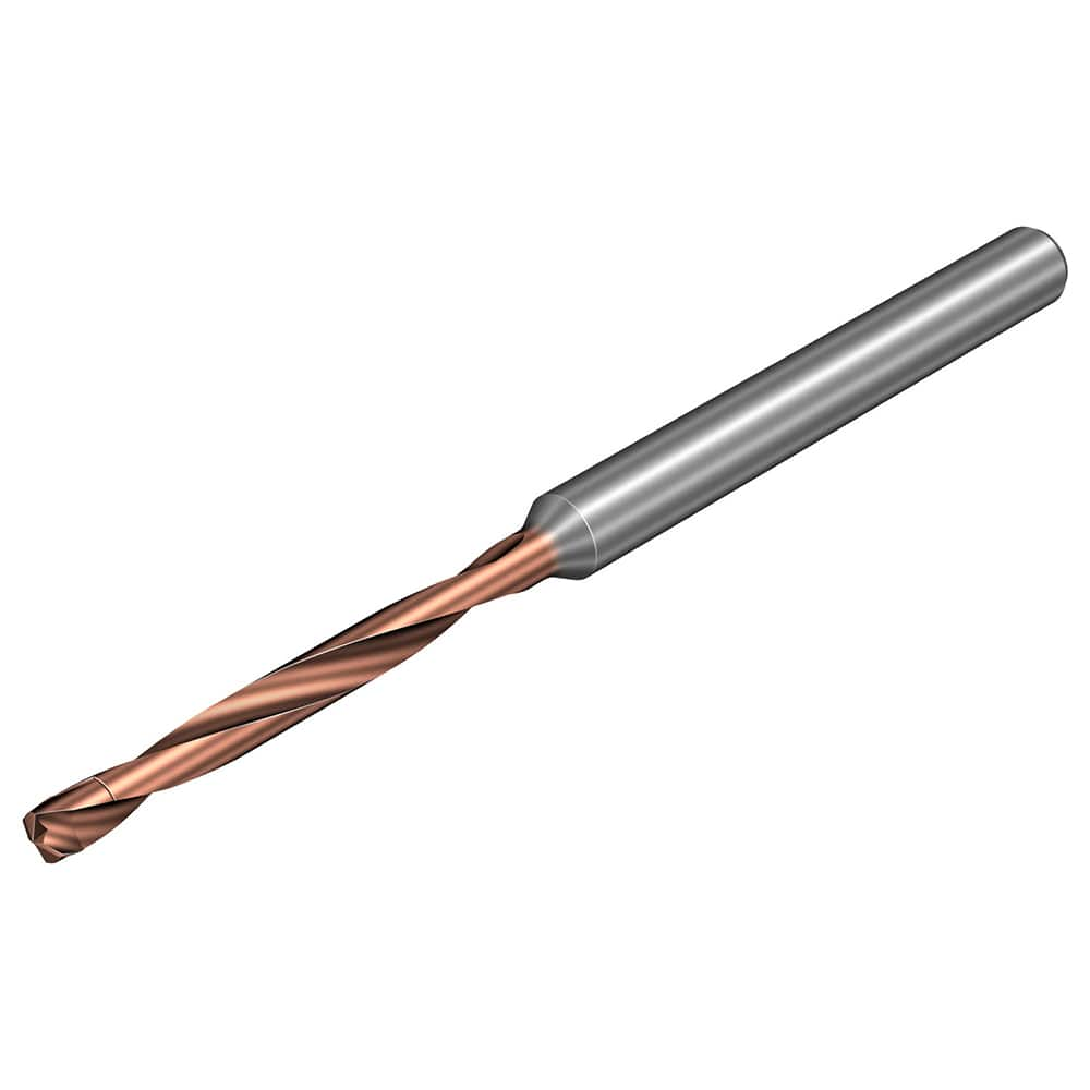 Micro Drill Bit: 0.0236″ Dia, 140 °, Solid Carbide TiALN Lite Finish, 1.4961″ OAL, RH Cut, Spiral Flute, Straight-Cylindrical Shank, Series CoroDrill 862