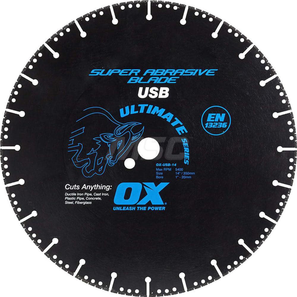 Wet & Dry Cut Saw Blade: 14″ Dia, 1″ Arbor Hole Use on Metal, Standard Arbor