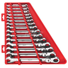 Wrench Set: 15 Pc, Inch Chrome-Plated