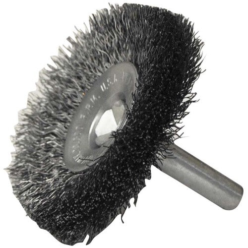 2″ Stem-Mounted Concave Crimped Wire Wheel, .008″ Steel Fill, 1/4″ Stem - USA Tool & Supply