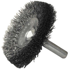 2″ Stem-Mounted Concave Crimped Wire Wheel, .008″ Steel Fill, 1/4″ Stem - USA Tool & Supply