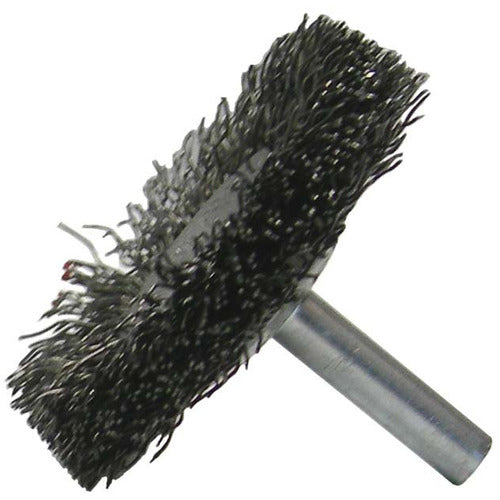 3″ Stem-Mounted Concave Crimped Wire Wheel, .014″ Steel Fill, 1/4″ Stem - USA Tool & Supply