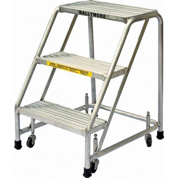 Ballymore - Rolling & Wall Mounted Ladders & Platforms Type: Rolling Style: Spring Loaded Rolling Safety Ladder - USA Tool & Supply
