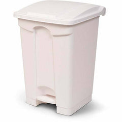 Toter - Biohazardous & Step-Open Trash Cans; Label: Unlabeled Trash Can ; Capacity (Gal.): 12 ; Shape: Rectangular ; Color/Finish: White ; Material: Polyethylene ; Height (Decimal Inch): 23.2200 - Exact Industrial Supply