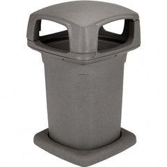 60 Gal Square Graystone Decorative Outdoor Waste Receptacle Polyethylene