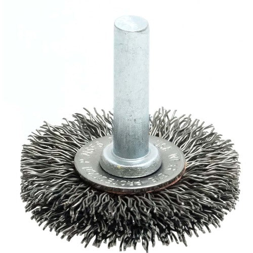1-1/2″ Stem-Mounted Crimped Wire Radial Wheel, .014″ Steel Fill, 1/4″ Stem - USA Tool & Supply