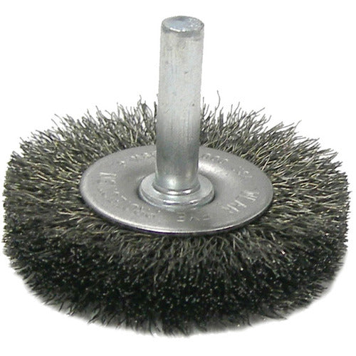 2″ Stem-Mounted Crimped Wire Radial Wheel, .0118″ Steel Fill, 1/4″ Stem - USA Tool & Supply