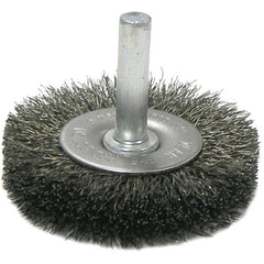 2″ Stem-Mounted Crimped Wire Radial Wheel, .0118″ Steel Fill, 1/4″ Stem - USA Tool & Supply