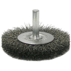 2-1/2″ Stem-Mounted Crimped Wire Radial Wheel, .008″ Steel Fill, 1/4″ Stem - USA Tool & Supply