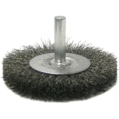2-1/2″ Stem-Mounted Crimped Wire Radial Wheel, .020″ Steel Fill, 1/4″ Stem - USA Tool & Supply