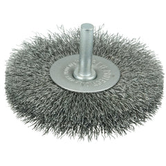 3″ Stem-Mounted Crimped Wire Radial Wheel, .008″ Steel Fill, 1/4″ Stem - USA Tool & Supply