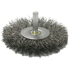 3″ Stem-Mounted Crimped Wire Radial Wheel, .014″ Steel Fill, 1/4″ Stem - USA Tool & Supply