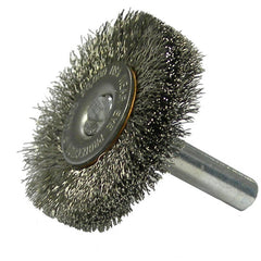 1-1/2″ Stem-Mounted Crimped Wire Radial Wheel, .0118″ Stainless Steel Fill, 1/4″ Stem - USA Tool & Supply