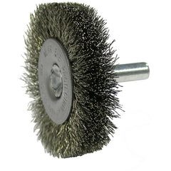 2″ Stem-Mounted Crimped Wire Radial Wheel, .008″ Stainless Steel Fill, 1/4″ Stem - USA Tool & Supply