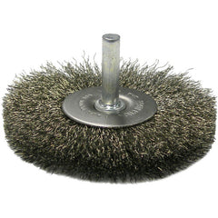 3″ Stem-Mounted Crimped Wire Radial Wheel, .014″ Stainless Steel Fill, 1/4″ Stem - USA Tool & Supply