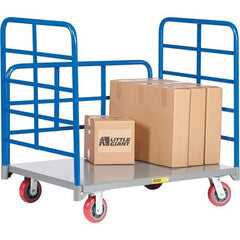 Little Giant - 3,600 Lb Capacity Steel Double End Rack Platform Truck - Steel Deck, 30" OAW, 60" Platform Length, Polyurethane Casters - USA Tool & Supply