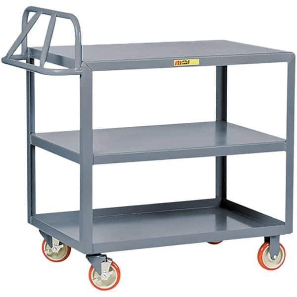 Little Giant - 1,200 Lb Capacity, 24" Wide x 36" Long x 35" High Cart - 3 Shelf, Steel, Polyurethane Casters - USA Tool & Supply