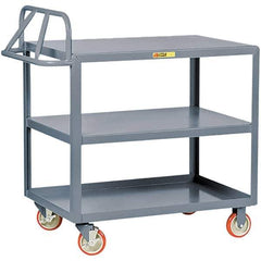 Little Giant - 1,200 Lb Capacity, 24" Wide x 48" Long x 35" High Cart - 3 Shelf, Steel, Polyurethane Casters - USA Tool & Supply