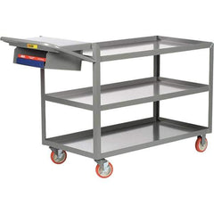 Little Giant - 1,200 Lb Capacity, 24" Wide x 48" Long x 35" High Order Picking Cart - 3 Shelf, Steel, 2 Rigid/2 Swivel Casters - USA Tool & Supply