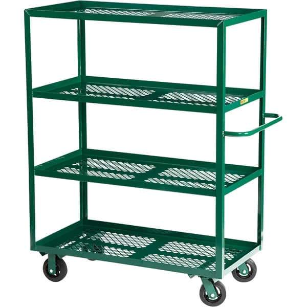 Little Giant - 1,600 Lb Capacity Steel Platform Truck - Steel Deck, 30" OAW, 60" Platform Length, Mold On Rubber Casters - USA Tool & Supply