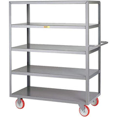 Little Giant - 1,200 Lb Capacity, 24" Wide x 48" Long x 61-1/2" High Service Cart - 5 Shelf, Steel, Polyurethane Casters - USA Tool & Supply