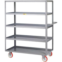 Little Giant - 1,200 Lb Capacity, 24" Wide x 48" Long x 62" High Service Cart - 5 Shelf, Steel, Polyurethane Casters - USA Tool & Supply