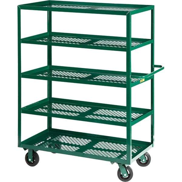 Little Giant - 2,000 Lb Capacity Steel Platform Truck - Steel Deck, 30" OAW, 60" Platform Length, Mold On Rubber Casters - USA Tool & Supply