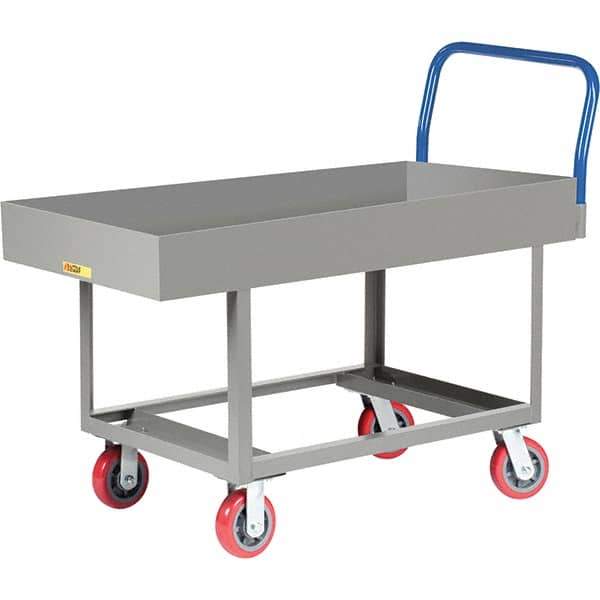 Little Giant - 2,000 Lb Capacity Steel Platform Truck - Steel Deck, 30" OAW, 61-1/2" Platform Length, Polyurethane Casters - USA Tool & Supply