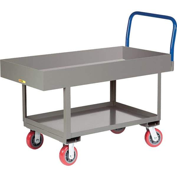 Little Giant - 2,000 Lb Capacity Steel Platform Truck - Steel Deck, 30" OAW, 49-1/2" Platform Length, Polyurethane Casters - USA Tool & Supply