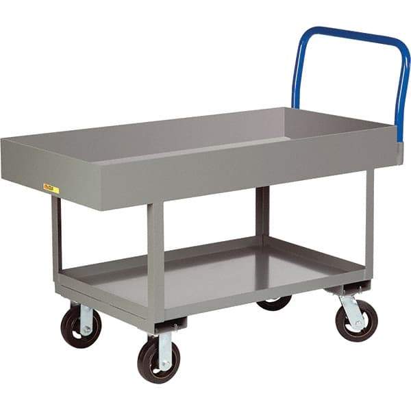 Little Giant - 2,000 Lb Capacity Steel Platform Truck - Steel Deck, 30" OAW, 49-1/2" Platform Length, Mold On Rubber Casters - USA Tool & Supply