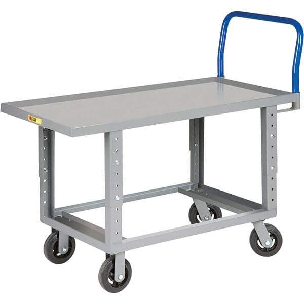 Little Giant - 2,000 Lb Capacity Steel Platform Truck - Steel Deck, 24" OAW, 60" Platform Length, Mold On Rubber Casters - USA Tool & Supply