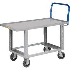 Little Giant - 2,000 Lb Capacity Steel Platform Truck - Steel Deck, 24" OAW, 60" Platform Length, Mold On Rubber Casters - USA Tool & Supply