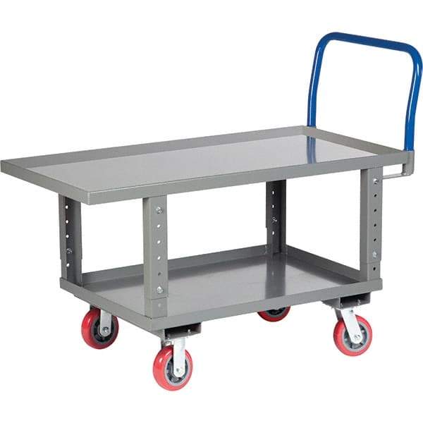 Little Giant - 2,000 Lb Capacity Steel Platform Truck - Steel Deck, 30" OAW, 49-1/2" Platform Length, Polyurethane Casters - USA Tool & Supply